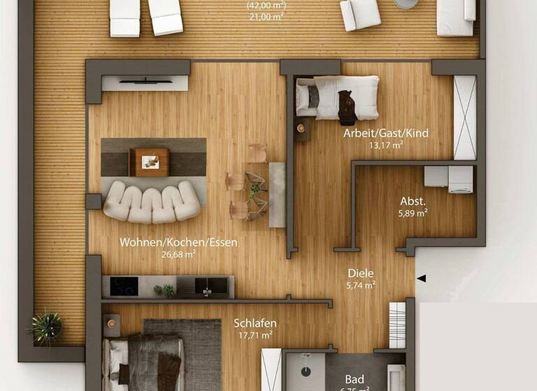 Penthouse zum Kauf - Neubau 464.000 € 3 Zimmer 96,9 m²<br/>Wohnfläche Schinkel-Ost Osnabrück 49086