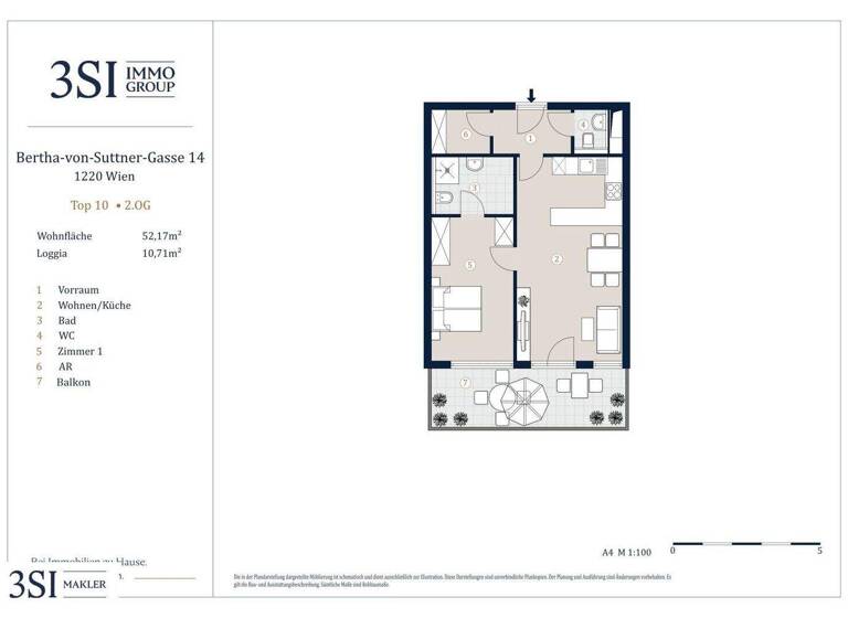Wohnung zur Miete 876 € 2 Zimmer 52,2 m² 1. Geschoss Bertha-von-Suttner-Gasse 14 Wien 1220