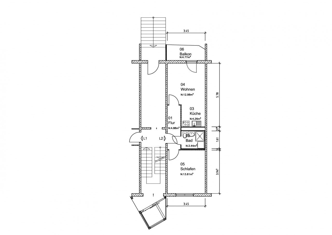 Wohnung zur Miete 251 € 2 Zimmer 41,9 m²<br/>Wohnfläche 1.<br/>Geschoss 01.03.2025<br/>Verfügbarkeit Bruno-Taut-Ring 9 Marktbreite Magdeburg 39130