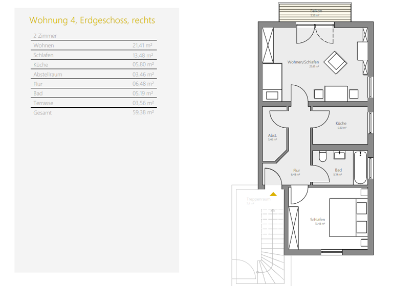 Wohnung zur Miete 600 € 2 Zimmer 59,4 m² frei ab sofort Wied Neustadt (Wied) 53577