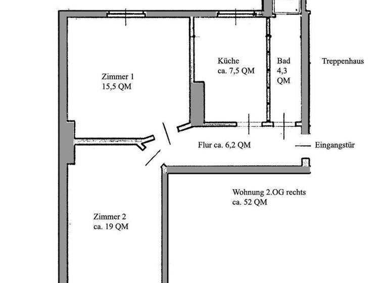 Wohnung zur Miete 820 € 2 Zimmer 52 m² 3. Geschoss Georg-Wilhelmstr. 218 Wilhelmsburg Hamburg 21107