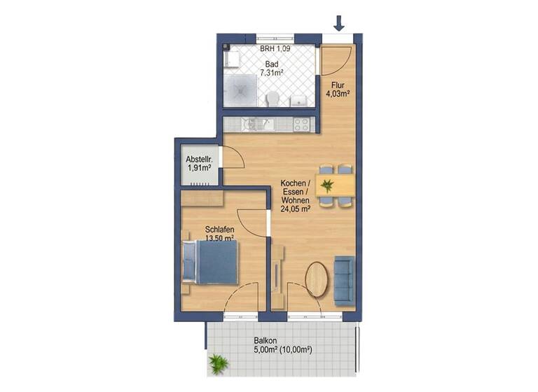 Wohnung zum Kauf provisionsfrei 251.100 € 2 Zimmer 55,8 m² 2. Geschoss Mammingerschwaigen Mamming 94437