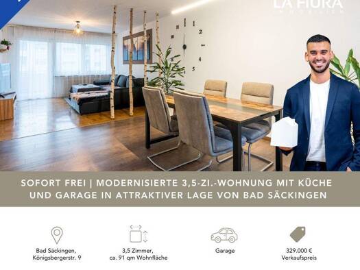 Wohnung zum Kauf 329.000 € 3,5 Zimmer 90,8 m² 1. Geschoss frei ab 01.05.2026 Königsberger Straße 9 Bad Säckingen 79713