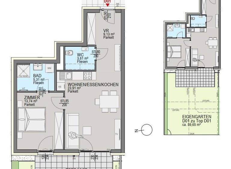 Wohnung zum Kauf - Erstbezug 291.900 € 2 Zimmer 55,7 m² EG Straßgang Graz 8054
