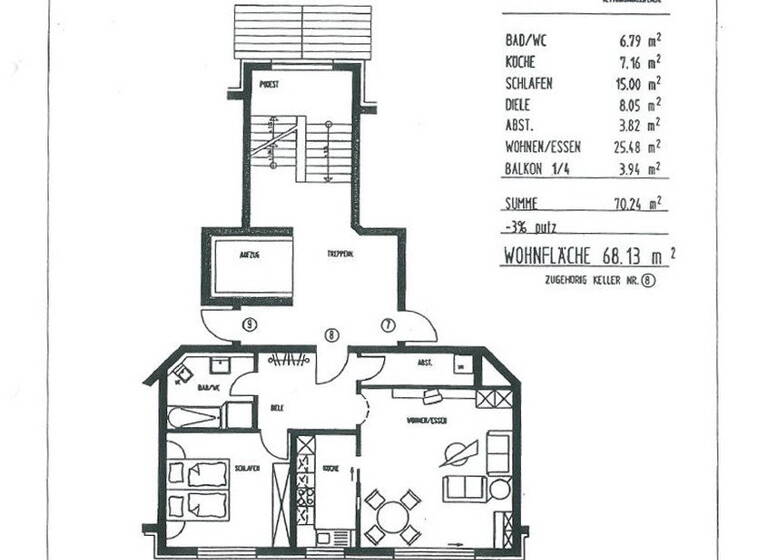 Wohnung zur Miete 850 € 2 Zimmer 68 m² 2. Geschoss Pommernstr. 19 Tiengen Waldshut-Tiengen 79761