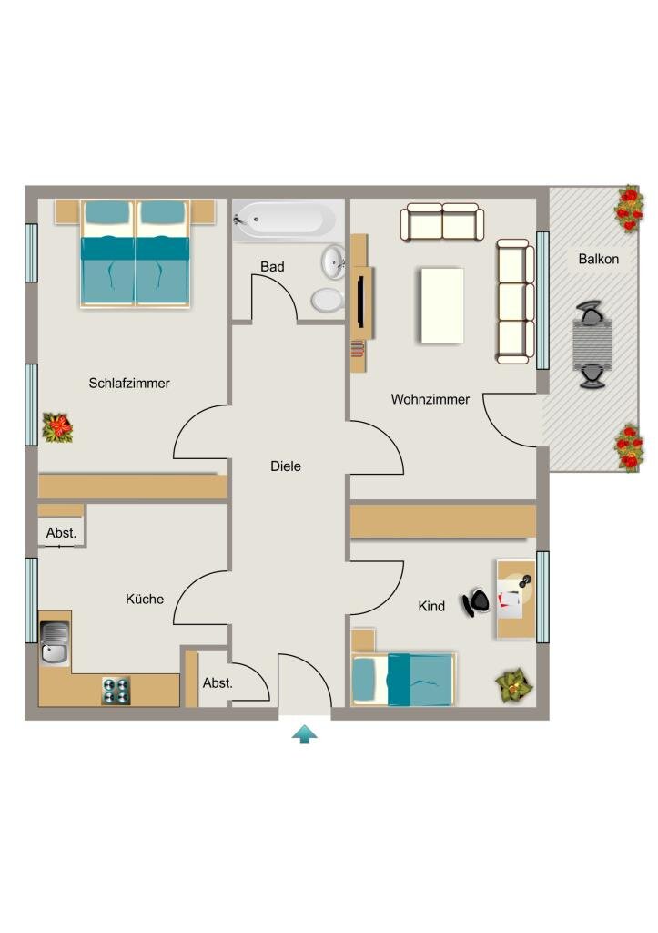 Wohnung zur Miete 614 € 3,5 Zimmer 75,8 m²<br/>Wohnfläche 2.<br/>Geschoss 01.12.2024<br/>Verfügbarkeit Gaußstraße 2 Mariadorf Alsdorf 52477