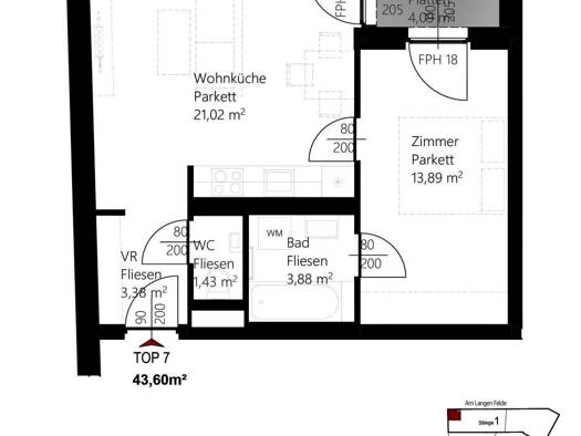 Wohnung zur Miete 647 € 2 Zimmer 43,6 m² 1. Geschoss frei ab 01.12.2026 Am langen Felde 52 Donaustadt 1220
