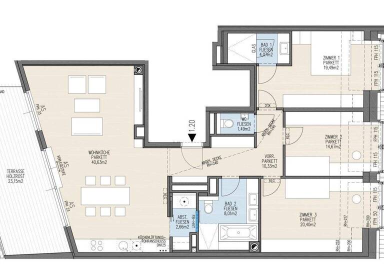 Wohnung zum Kauf 990.000 € 4 Zimmer 121,8 m² 4. Geschoss Hermesstraße Wien 1130