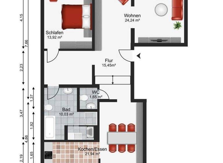 Wohnung zur Miete 872 € 2 Zimmer 87,2 m² 1. Geschoss Lübsche Strasse 85 Altstadt Wismar 23966