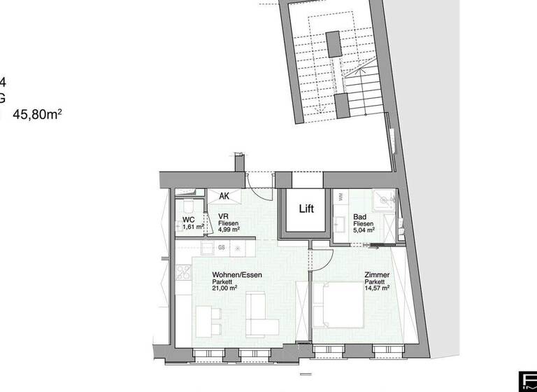 Wohnung zum Kauf 335.000 € 2 Zimmer 45,8 m² 1. Geschoss Waldegg Linz 4020