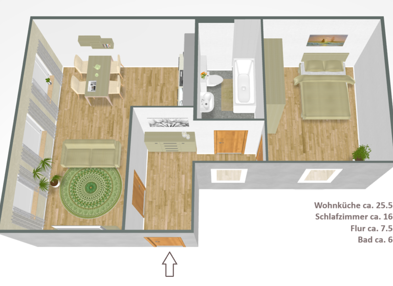 Wohnung zur Miete 470 € 2 Zimmer 55,2 m² 2. Geschoss frei ab sofort Heinrich-Schütz-Straße 5 Lutherplatz Halle (Saale) 06110