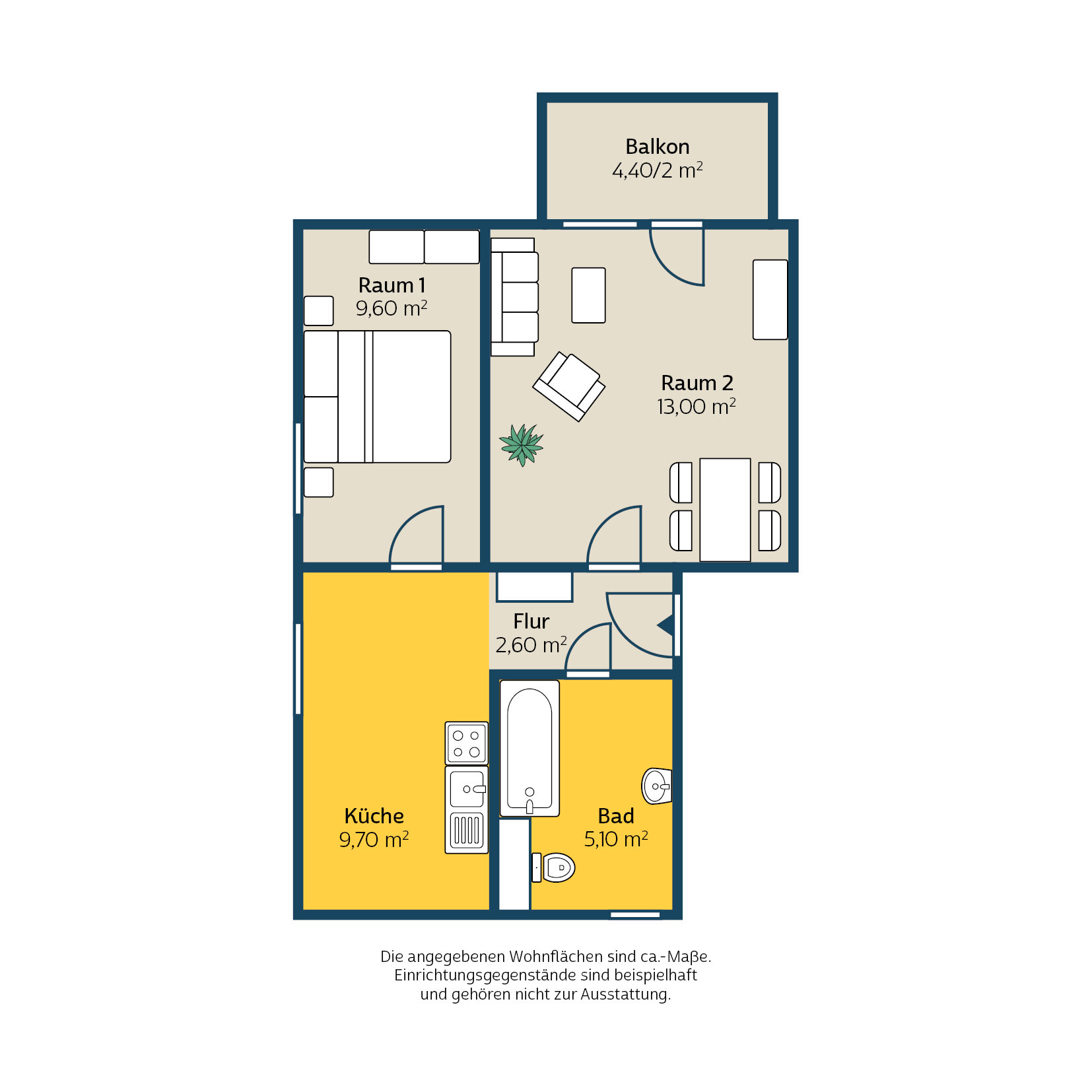 Wohnung zur Miete 325 € 2 Zimmer 42,1 m²<br/>Wohnfläche EG<br/>Geschoss Ziustr. 39 Thekla Leipzig 04349