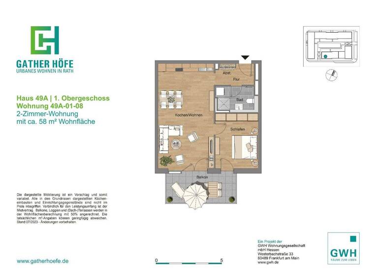 Wohnung zur Miete 950 € 2 Zimmer 63 m² 1. Geschoss frei ab sofort Am Gatherhof 49A Rath Düsseldorf 40472