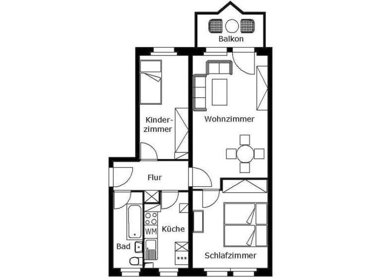 Wohnung zur Miete 302 € 3 Zimmer 58 m² 3. Geschoss Jößnitzer Straße 33 Stadtmitte Plauen 08525