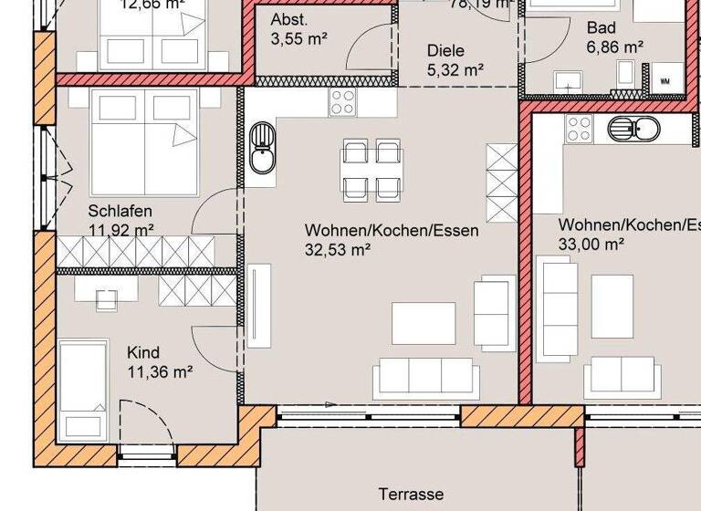 Terrassenwohnung zur Miete - Erstbezug 978 € 3 Zimmer 78,2 m² EG frei ab 01.06.2026 Öderfeldstraße 11 Töging Töging a.Inn 84513