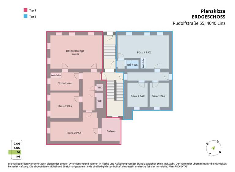 Bürofläche zur Miete 1.773 € 7,5 Zimmer 200,2 m² Bürofläche Rudolfstrasse 55 Urfahr Linz 4040