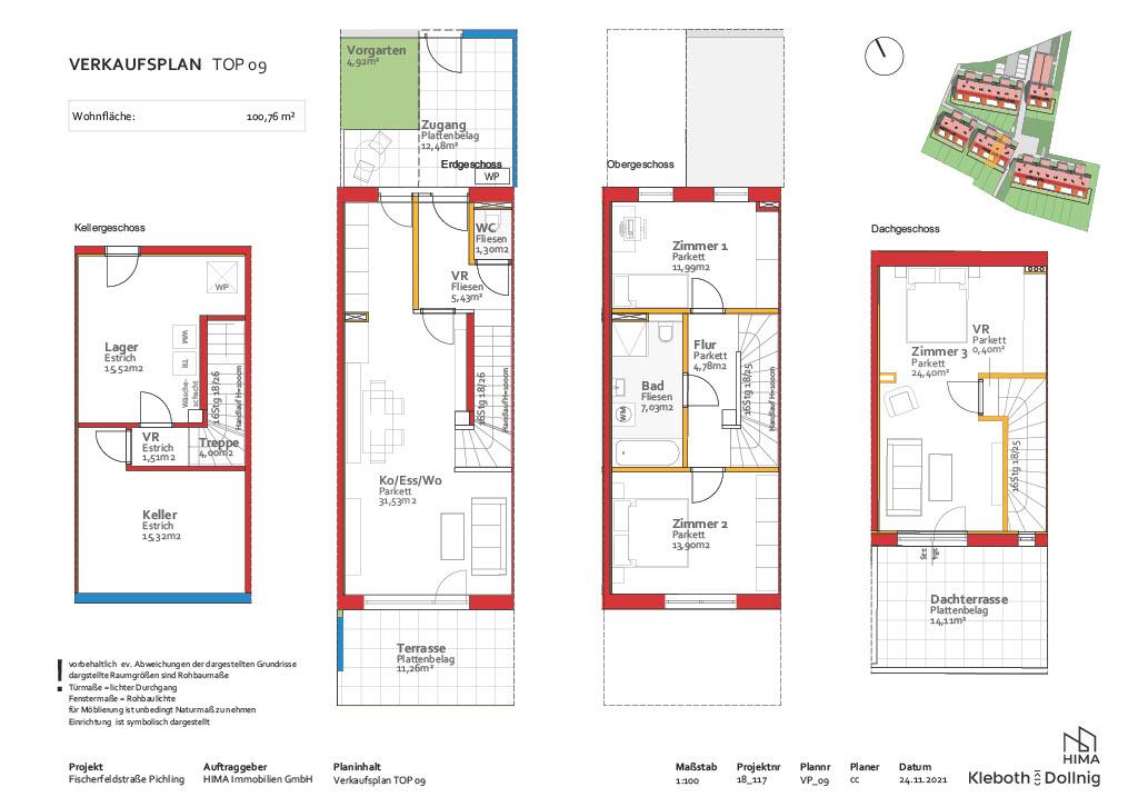 Reihenmittelhaus zum Kauf 491.621 € 4 Zimmer 100,8 m²<br/>Wohnfläche Agathe- Schwabenau- Weg Ufer Linz 4030