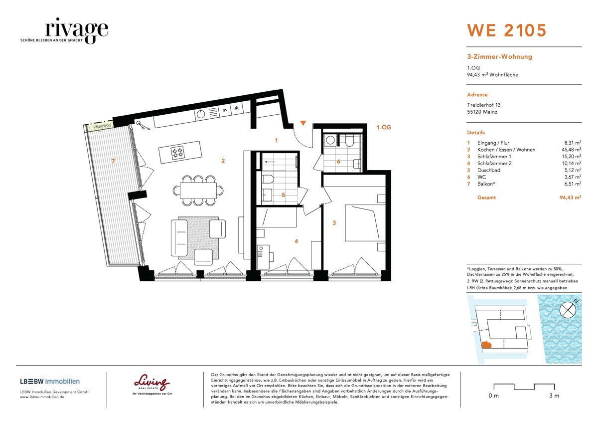 Wohnung zum Kauf 799.000 € 3 Zimmer 94,4 m²<br/>Wohnfläche 1.<br/>Geschoss Altstadt Mainz 55120