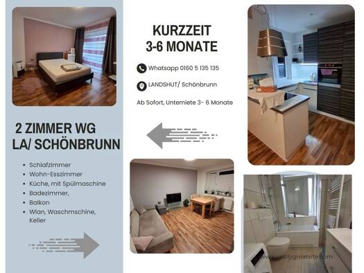 Wohnung zur Miete 662 € 2 Zimmer 48 m² Geschoss 1/2 frei ab sofort Schönbrunn Landshut 84036