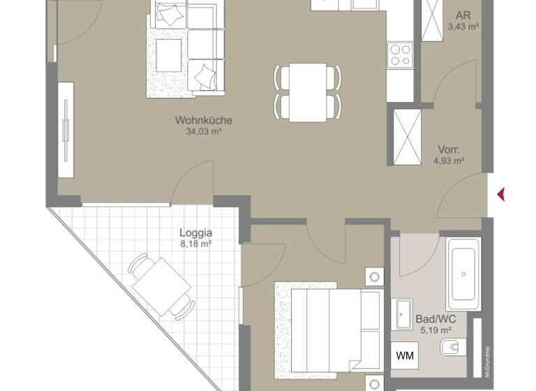 Terrassenwohnung zum Kauf - Erstbezug 262.000 € 2 Zimmer 60,7 m² 1. Geschoss frei ab sofort Bachgasse 1 Wolkersdorf im Weinviertel 2120