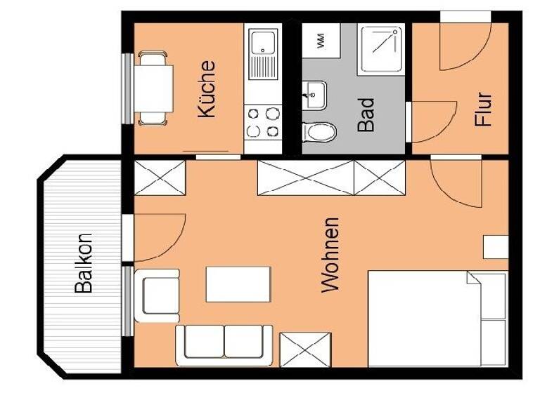Wohnung zur Miete nur mit Wohnberechtigungsschein 207 € 1 Zimmer 36 m²<br/>Wohnfläche 1.<br/>Geschoss Hermann-Duncker-Straße 3 Oschersleben Oschersleben 39387