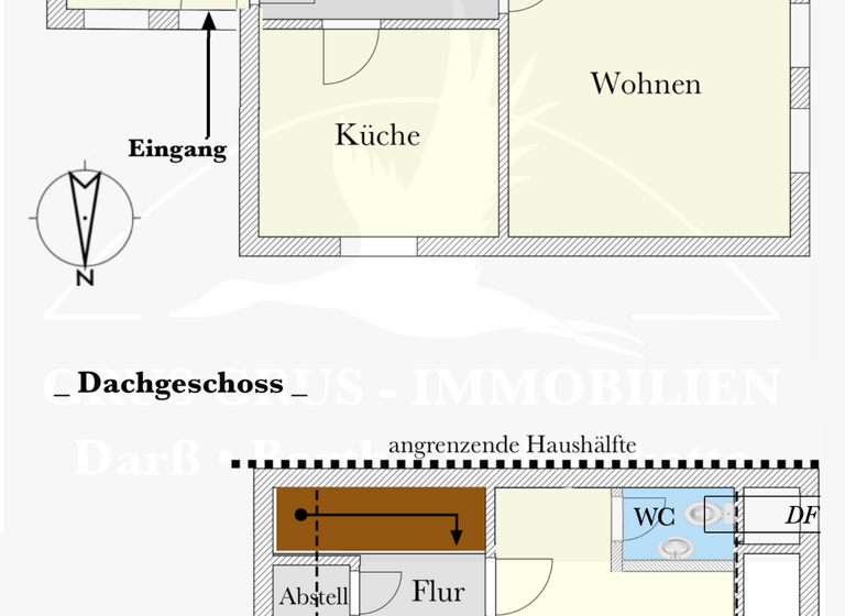 Doppelhaushälfte zum Kauf 109.000 € 3 Zimmer 79 m² 1.202 m² Grundstück frei ab sofort Langenhanshagen Trinwillershagen 18320