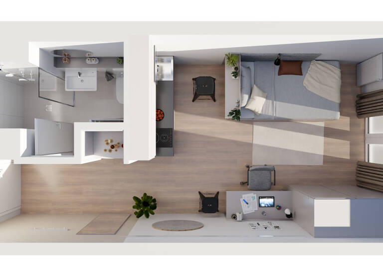 Studio zur Miete 919 € 1 Zimmer 21 m²<br/>Wohnfläche 7.<br/>Geschoss 01.09.2025<br/>Verfügbarkeit Sachsenstraße 17 Hammerbrook Hamburg 20097