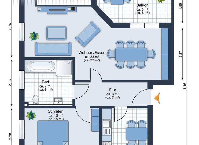 Wohnung zum Kauf 219.500 € 2 Zimmer 59,9 m² 3. Geschoss Heidmühle Schortens 26419