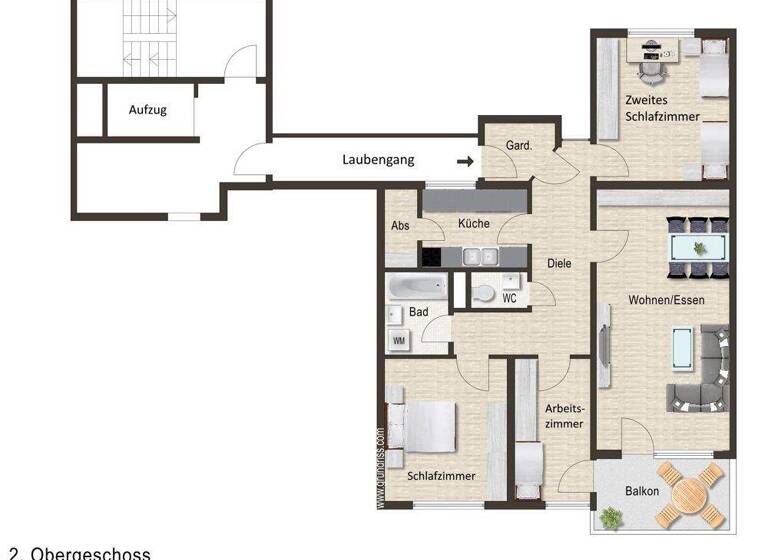 Wohnung zur Miete 1.090 € 4,5 Zimmer 104 m² 2. Geschoss Eislingen Eislingen/Fils 73054