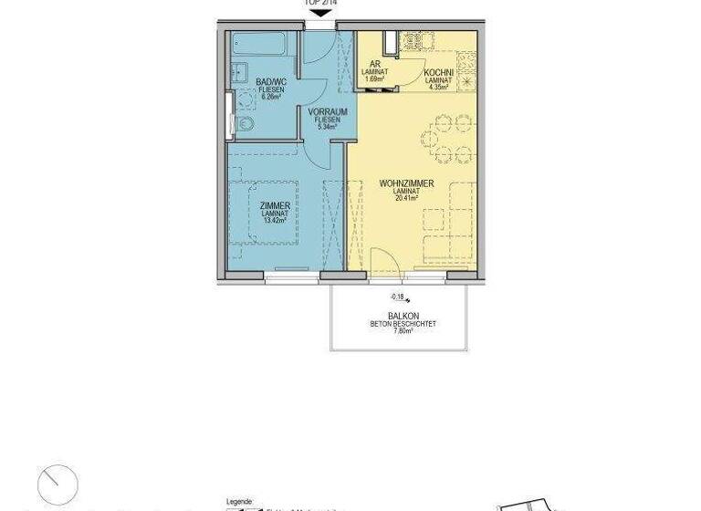 Wohnung zur Miete - Erstbezug 673 € 2 Zimmer 51,5 m² 2. Geschoss Stadionstraße Wiener Neustadt 2700