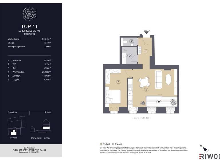 Wohnung zum Kauf - Erstbezug 530.000 € 2 Zimmer 55,2 m² 1. Geschoss frei ab sofort Grohgasse 10 Wien 1050