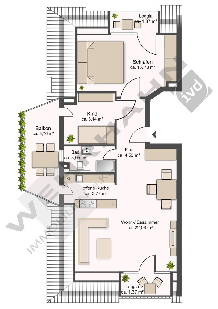 Wohnung zum Kauf 398.000 € 2,5 Zimmer 59,8 m²<br/>Wohnfläche 01.01.2025<br/>Verfügbarkeit Scharbeutz Scharbeutz 23683