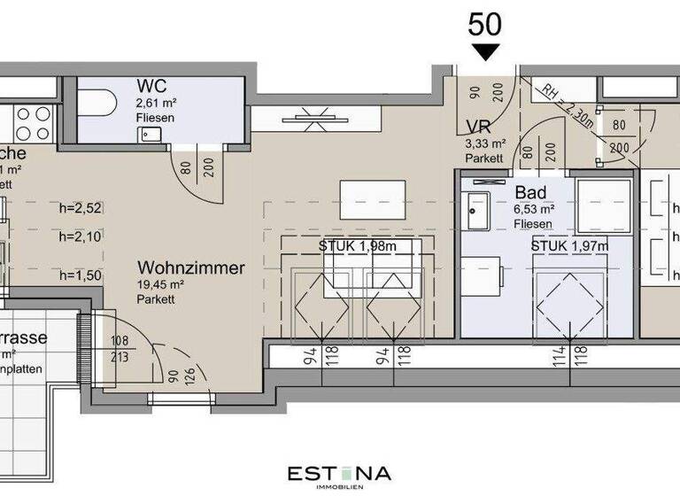 Wohnung zum Kauf - Erstbezug 474.000 € 2 Zimmer 58,9 m² Leystraße Wien 1200