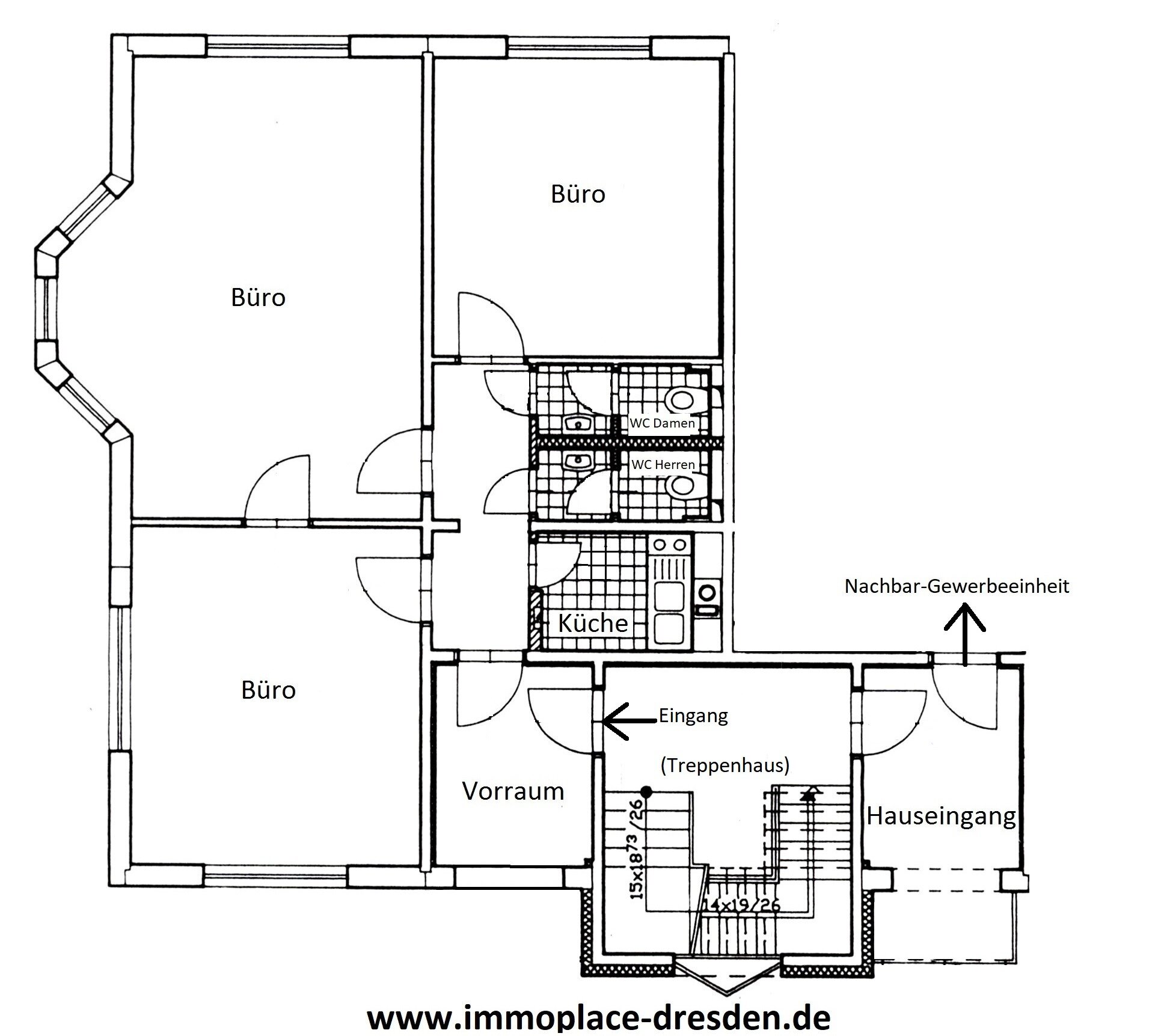 Bürofläche zur Miete provisionsfrei 9,06 € 3 Zimmer 85 m²<br/>Bürofläche Niedersedlitz-Südost Dresden 01259