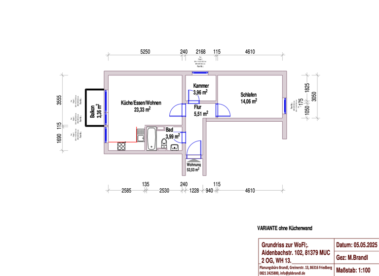 Wohnung zum Kauf provisionsfrei 439.000 € 2 Zimmer 52,5 m² 2. Geschoss Aidenbachstraße 102 Thalk.Obersendl.-Forsten-Fürstenr.-Solln München 81379