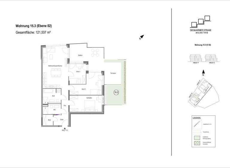 Wohnung zur Miete - Erstbezug 1.455 € 4 Zimmer 121,5 m² frei ab sofort Degmarner Str. 15 Oedheim 74229