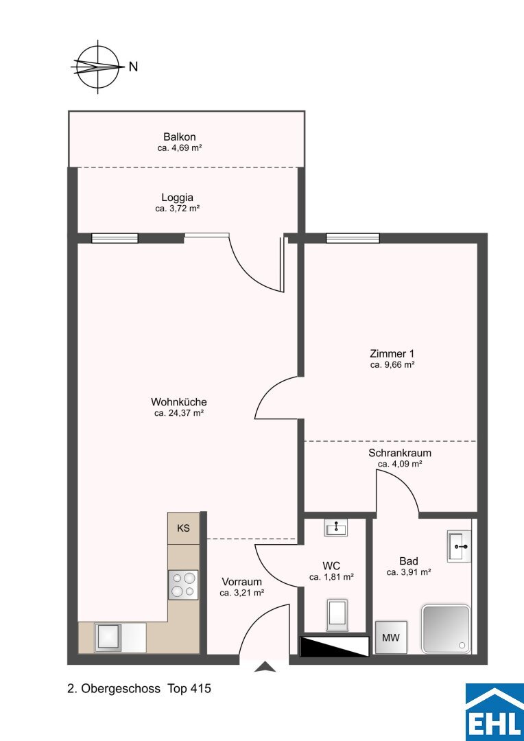 Wohnung zur Miete 726 € 2 Zimmer 50,8 m²<br/>Wohnfläche 2.<br/>Geschoss Susi-Nicoletti-Weg Wien 1100