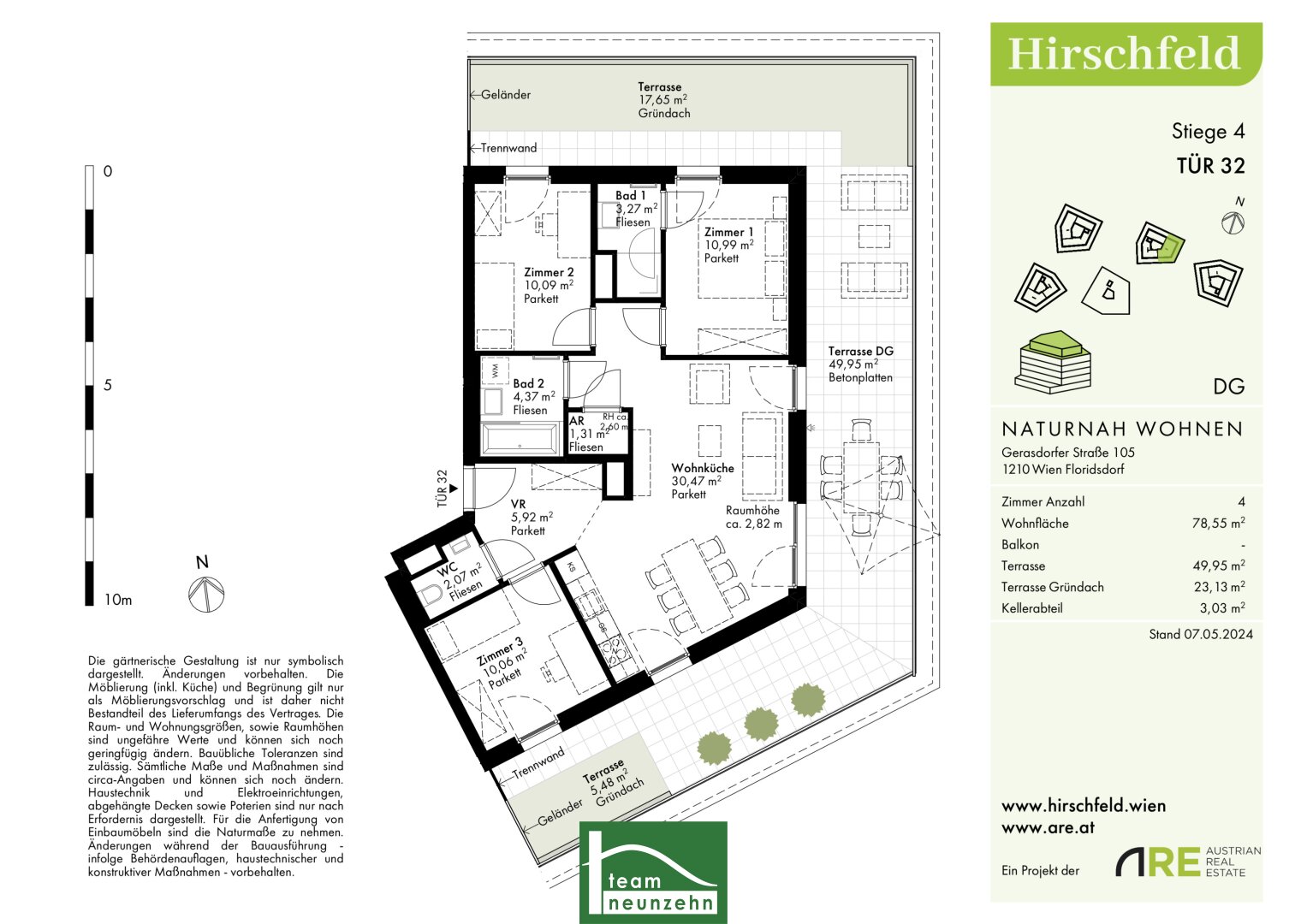 Wohnung zum Kauf provisionsfrei 549.500 € 4 Zimmer 79 m²<br/>Wohnfläche 5.<br/>Geschoss Gerasdorfer Straße 105 Wien 1210