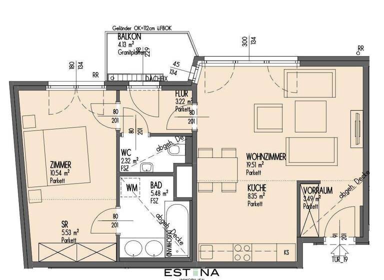 Wohnung zur Miete 1.298 € 2 Zimmer 58,4 m² 5. Geschoss Gumpendorfer Straße Wien 1060