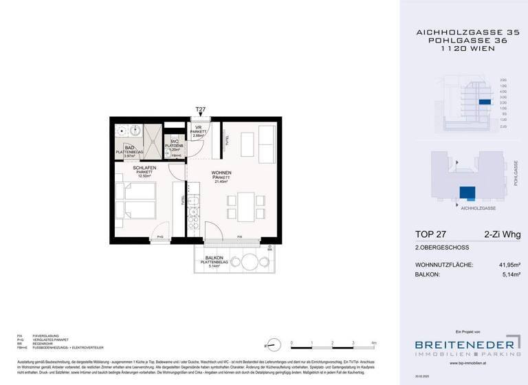 Wohnung zum Kauf - Erstbezug 319.000 € 2 Zimmer 42 m² 2. Geschoss Wien 1120