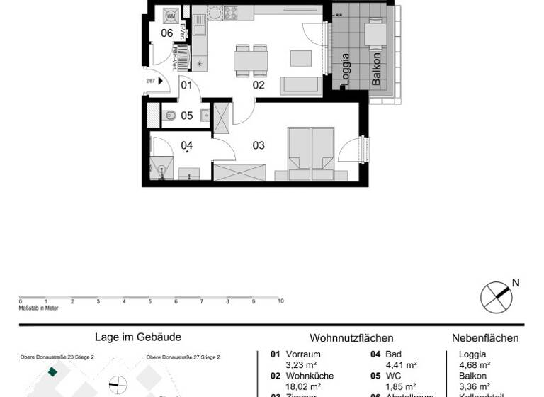 Wohnung zum Kauf - Erstbezug 501.000 € 2 Zimmer 46,4 m² 5. Geschoss Obere Donaustraße 23 Wien 1020