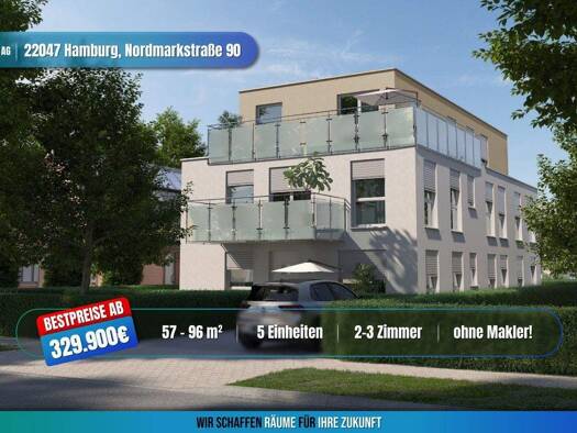 Penthouse zum Kauf - Erstbezug provisionsfrei 569.900 € 3 Zimmer 96 m² 2. Geschoss frei ab 30.04.2027 Nordmarkstraße 90 Tonndorf Wandsbek 22047