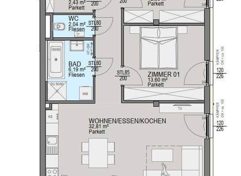 Wohnung zum Kauf - Erstbezug 398.500 € 3 Zimmer 82,2 m² 1. Geschoss Straßgang Graz 8054