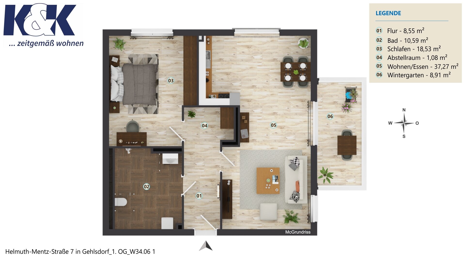 Wohnung zur Miete 1.086 € 2 Zimmer 80,5 m²<br/>Wohnfläche 1.<br/>Geschoss Helmuth-Mentz-Straße 7 Gehlsdorf Rostock 18147