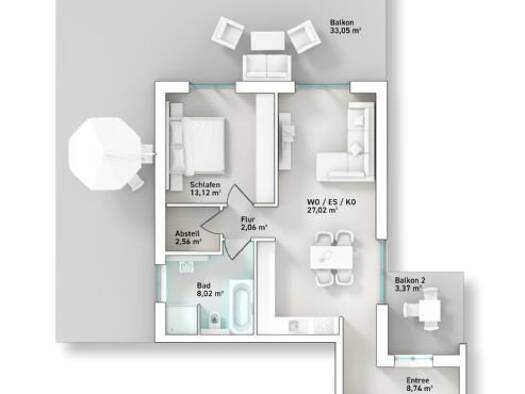Wohnung zur Miete - Erstbezug 1.440 € 2,5 Zimmer 95,9 m² 2. Geschoss Weismark-Feyen Trier 54294