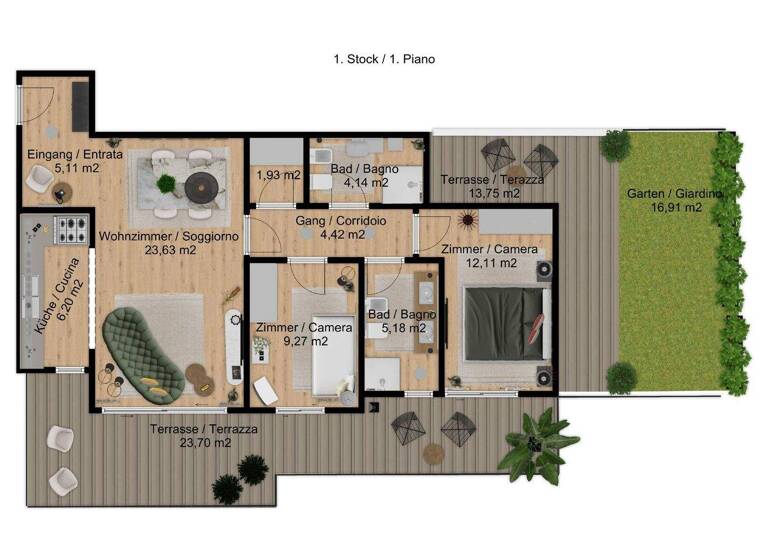 Studio zum Kauf 455.000 € 3 Zimmer 114 m² 2. Geschoss Montan 39040