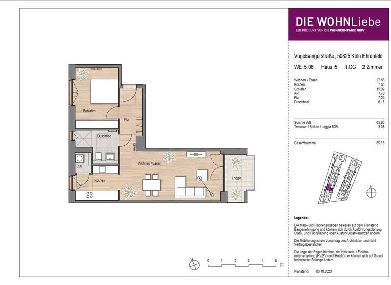 Wohnung zum Kauf - Erstbezug provisionsfrei 530.900 € 2 Zimmer 69,2 m² 1. Geschoss Vogelsanger Straße 271 Ehrenfeld Köln 50825