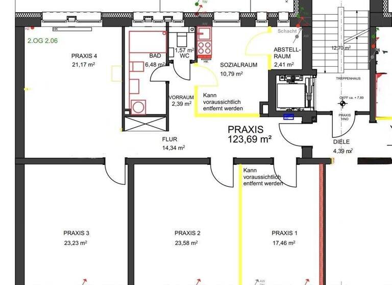 Praxisfläche zur Miete provisionsfrei 12 € 7 Zimmer 123,7 m² Bürofläche Neuostheim Mannheim 68161