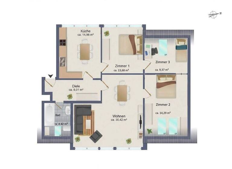 Wohnung zum Kauf 348.000 € 4 Zimmer 95,2 m² 2. Geschoss Rahlstedt Hamburg 22149