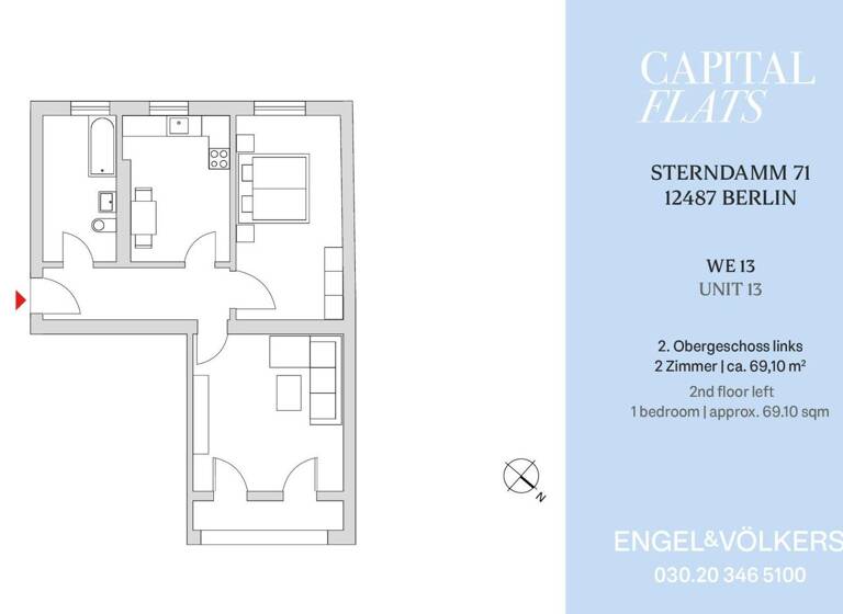 Wohnung zum Kauf provisionsfrei 269.000 € 2 Zimmer 69,1 m² 2. Geschoss frei ab sofort Sterndamm 71 Johannisthal Berlin 12487